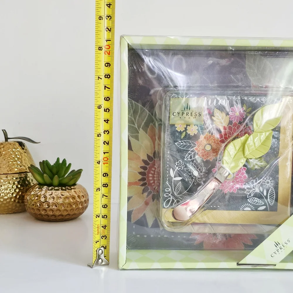 Cypress Home “It’s A Party” Gift Set Cheese Spreader + 8” Glass Saver + Napkins
